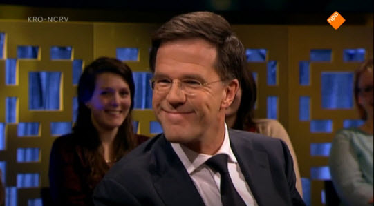Premier Rutte, altijd vlot en vrolijk.